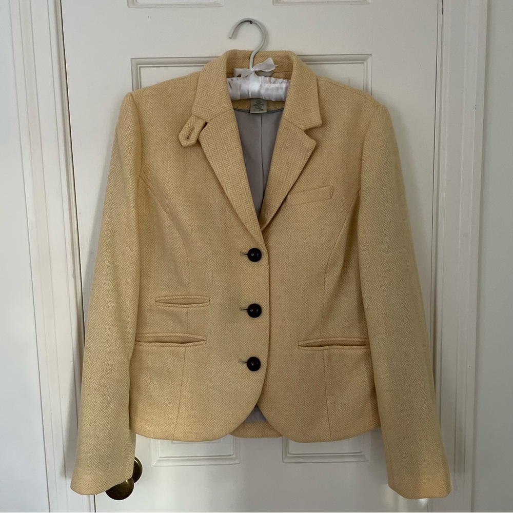 L.L. Bean Wool Blend Herringbone Blazer, Butter Yellow, 8